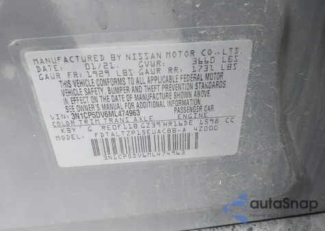 2021 Nissan Kicks Sr Xtronic Cvt from USA, damaged, VIN 3N1CP5DV6ML474963